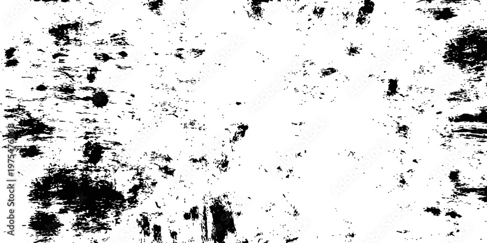 Obraz premium Black and White Grunge Texture Overlay Vector Distressed Paint Splatter Rough Surface Abstract Background