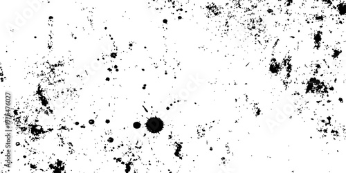 Black and White Vector Grunge Texture Overlay Ink Splatter Distressed Dirty Grainy Background