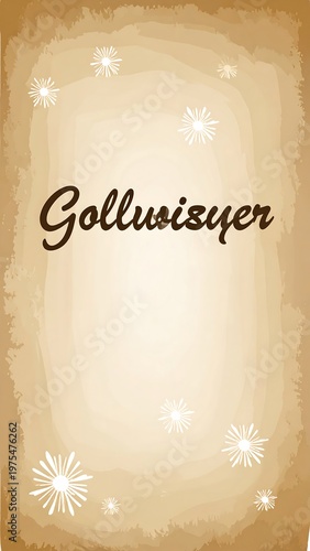 Cream-colored card with script text and star-like floral accents