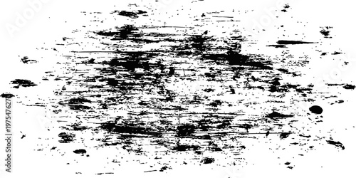 Horizontal Grunge Texture Scratches and Spots Overlay Black Vector Design Element