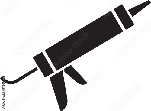 Sealant gun icon in black flat style. Caulking gun silhouette illustration, Construction tool symbol, Silicone. repair, DIY, maintenance and industrial equipment isolated on transparent background.