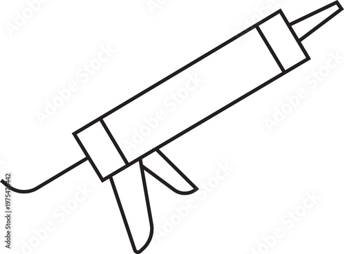 Sealant gun icon in black line style. Caulking gun silhouette illustration, Construction tool symbol, Silicone. repair, DIY, maintenance and industrial equipment isolated on transparent background.