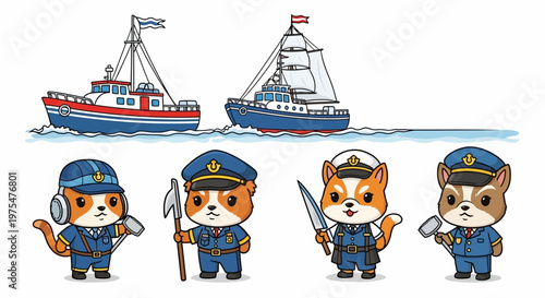 Cartoons of animals as sailors.