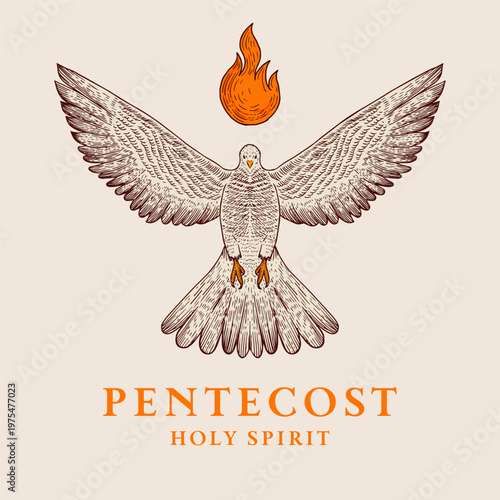 pentecost holy spirit illustration in hand drawn style