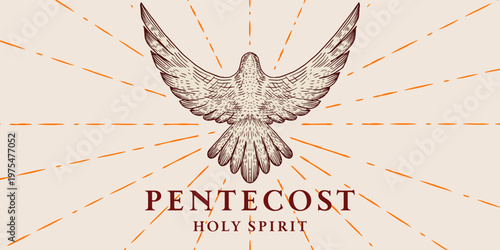pentecost holy spirit horizontal banner illustration