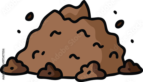 Cartoon illustration of a brown pile resembling animal waste