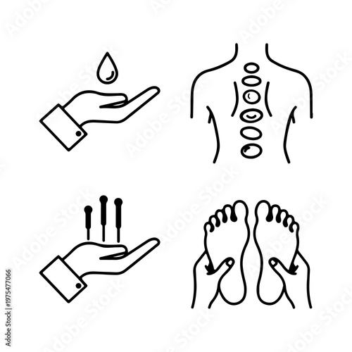 Illustrations of hand and foot reflexology points on human body outline