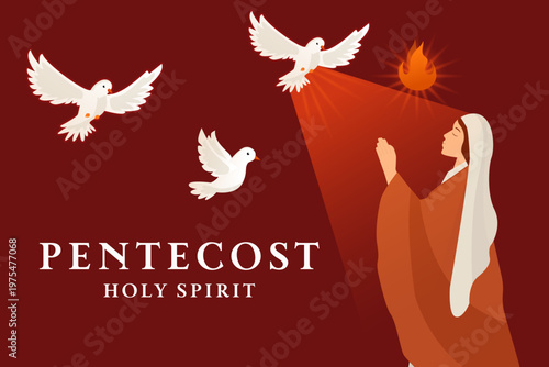 pentecost holy spirit background illustration in flat design style