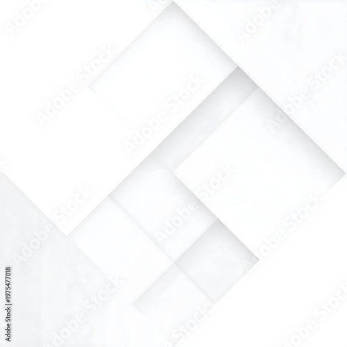 Abstract white geometric shapes with subtle shadows