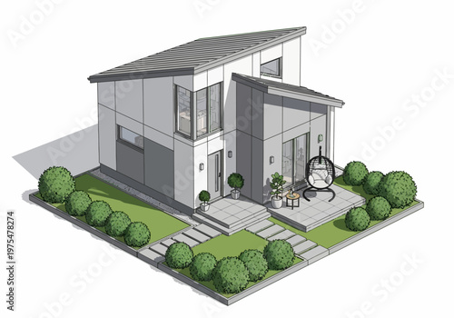 Modern Architectural Design of a Contemporary Home with a Sleek Exterior and Landscaped Garden