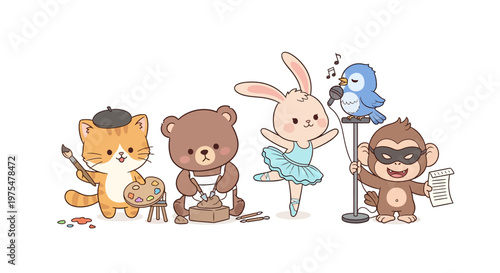 Cartoon Girl Various Emotions.