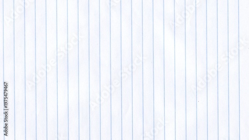 White Lined Paper Background with Blue Vertical Stripes, Minimalist Notebook Sheet Texture for Back to School and Office Stationery.