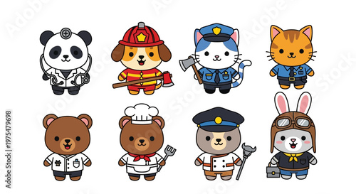 Cartoon animal character team.