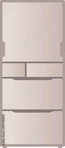 シンプルな5ドア冷蔵庫のイメージイラスト