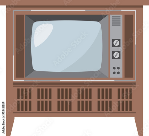 正面から見たレトロなテレビのイメージイラスト