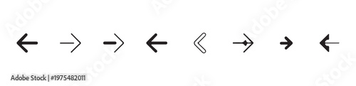 Assortment of black and outline arrow icons pointing left and right for navigation purposes
