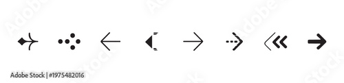 Collection of arrow icons pointing left and right with different styles and fill patterns