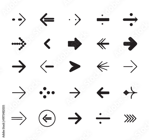 Variety of directional arrow icons including dotted arrows and outline arrows