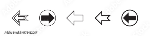 Set of different style arrow icons in a white isolated background, modern graphic symbol for web and app
