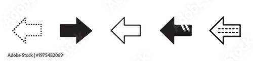 Set of black arrows icons collection, modern symbol for web and app, different style on white background