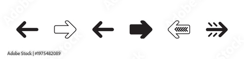Set of black arrow icons collection, modern symbol for web and application, different style on white background