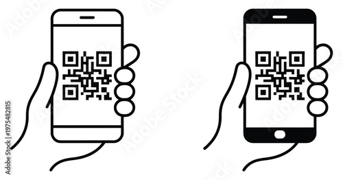 QR code mobile scanning, smartphone scanning QR code symbol