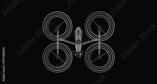 Top view drone technology showcasing modern aerial photography surveillance and innovation vector illustration