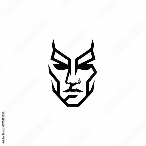 Abstract Geometric Face Mask Logo Design.