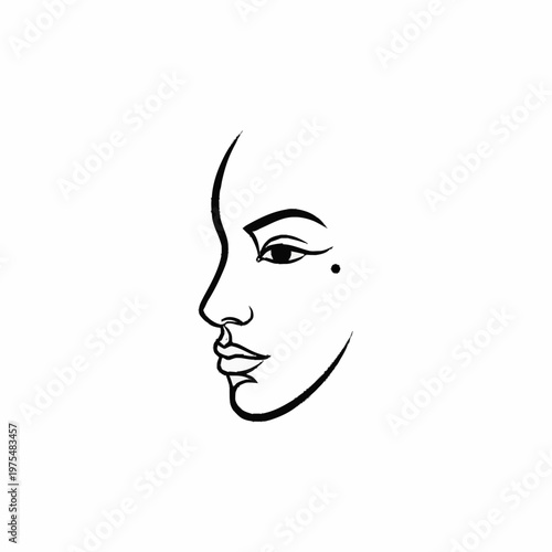 Elegant minimalist line art profile of a womans face.