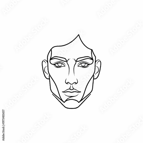 Minimalist Line Art Portrait of a Mans Face.