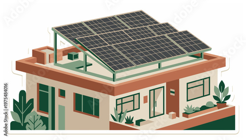 A house with solar panels on the roof.