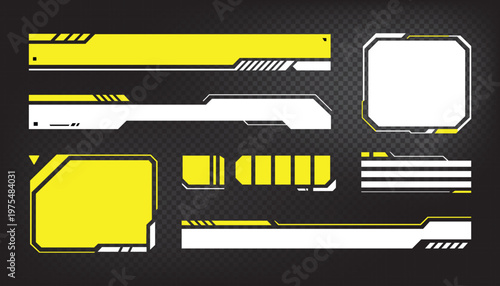 Futuristic Sci-Fi HUD UI Elements Set and Data Banner Boxes