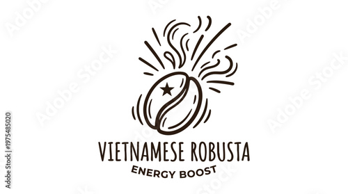 Vietnamese Robusta Coffee Logo with Energy Burst