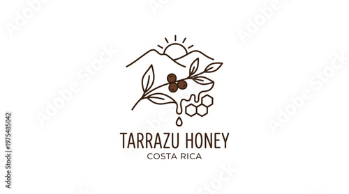 Minimalist Tarrazu Honey Logo with Coffee Berries