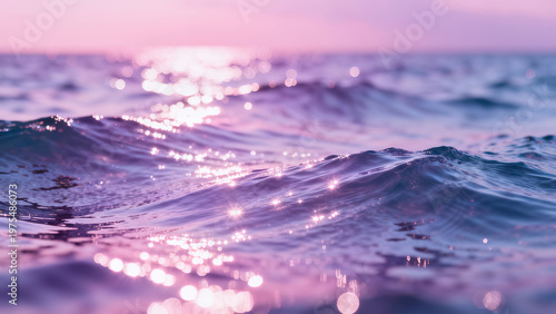 Impressionist Oil Painting of Sea Waves in Pink-Purple Tones