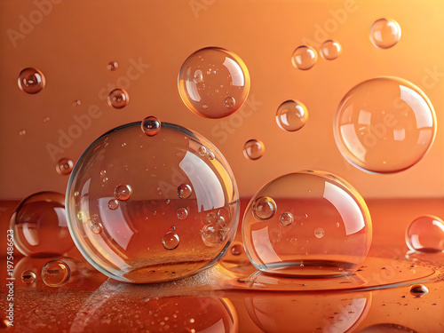A close-up of bubbles on a reflective surface