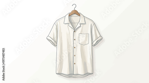 White Short Sleeve Button Down Shirt.