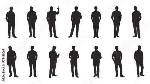 Top view architectural human figures, minimal hand-drawn silhouettes, for floor plans, sections, and elevations, professional vector design.