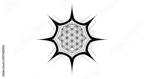 Sacred geometric pattern design element.