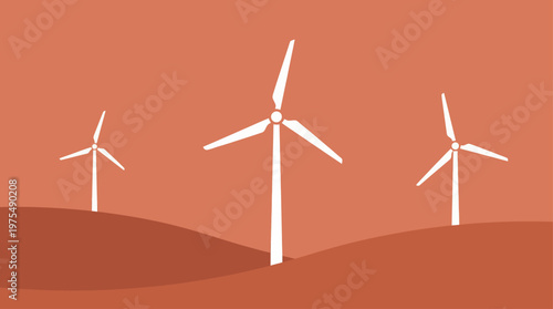 Minimalist Wind Turbine Clean Energy Vector