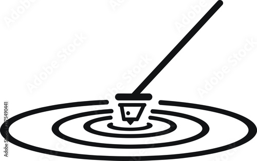 Minimalist turntable stylus icon ripple water effect vinyl music sound groove audio vector clean modern dark blue illustration isolated white background design