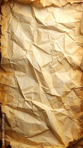 Crumpled, aged paper with a vintage look, featuring creased texture