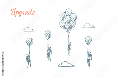 Upgrade - people rising higher with balloons in the sky