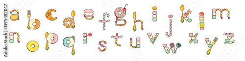 スイーツやお菓子を使ったアルファベットのフォント素材