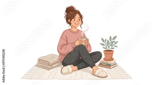 Woman sitting cross-legged on floor.