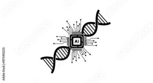 DNA helix with AI technology concept