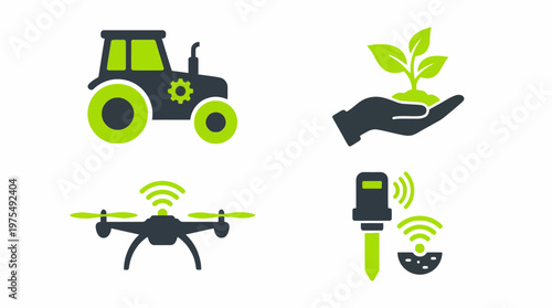 Modern Smart Farming and Agriculture Icons