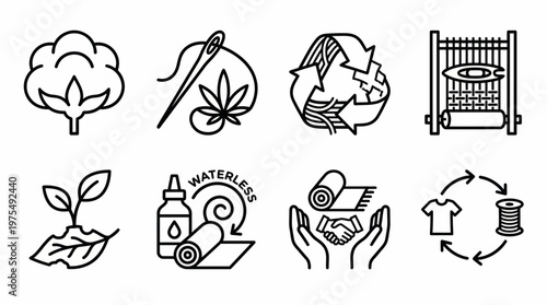 Minimalist Sustainable Textile and Hemp Icons