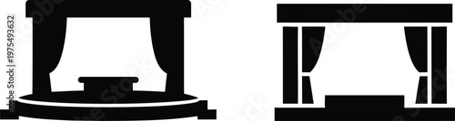 Bench icons set furniture park seating outdoor wood design minimal silhouette