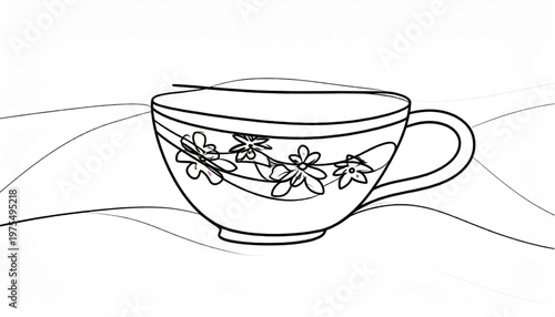 Elegant teacup with floral design, perfect for a relaxing tea time.